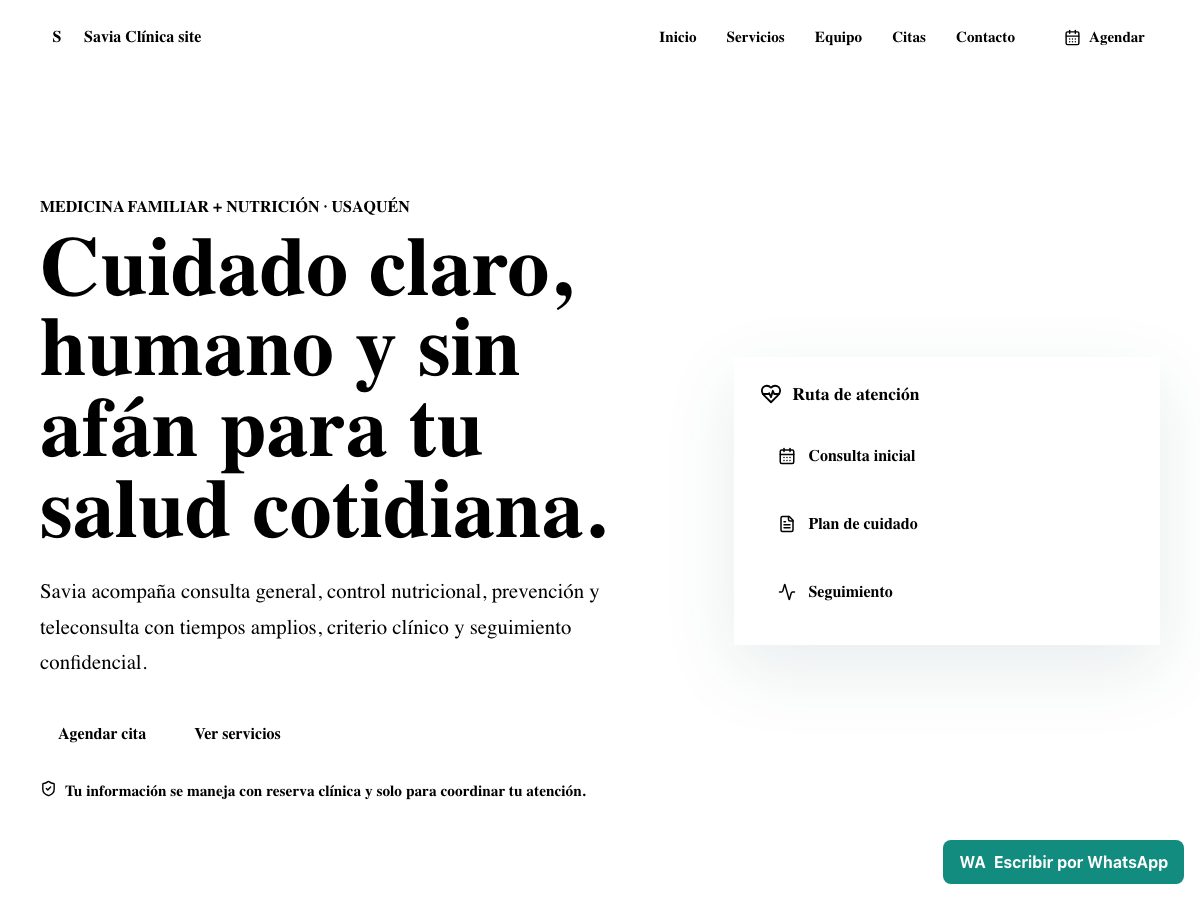 Vista previa de la plantilla Savia Clínica